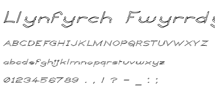 Llynfyrch Fwyrrdynn Ouline font